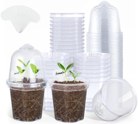 homenote 3 Inch Nursery Pots with Humidity Domes for Seed Starting (30 Pcs) by HOMENOTE