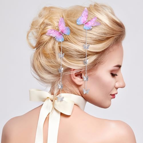 PAGOW 8pcs Butterfly Hair Tassel Clips, Cute Alligator Barrettes - Image 5