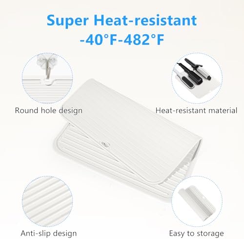 Heat Resistant Mat Large Silicone Hot Hair Tools Mat for Curling Irons Flat Iron Hair Straightener Vanity Mat Portable Hair Styling Tools Hot Pad 14.2"*11" - Image 2