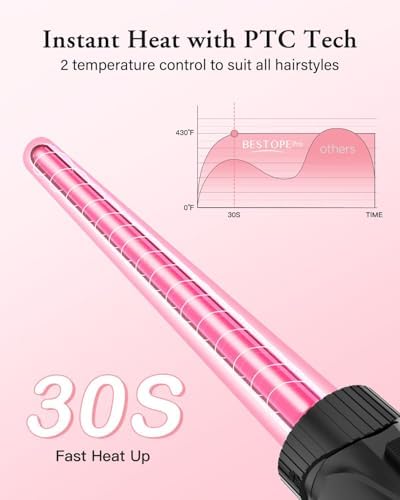 Waver Curling Iron Wand, BESTOPE PRO 5 in 1 Curling Wand Set with 3 Barrel Hair Crimper for Women, Fast Heating Hair Wand Curler in All Hair Type - Image 5