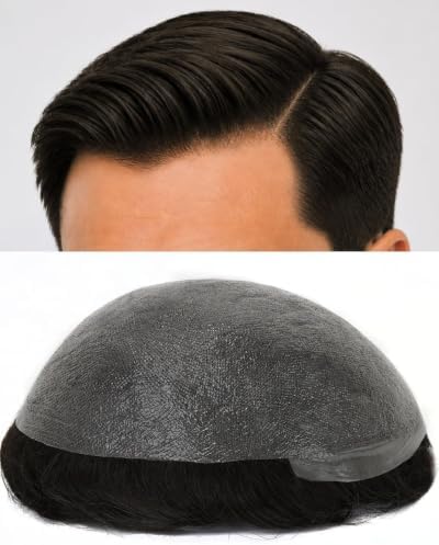 0.03mm Ultra-Thin Skin Toupee for Men, #2 Dark Brown by TOPUNIQUE