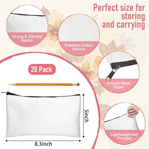 Legigo Blank Canvas Bags Zipper Pouch Makeup Bags Pencil Pouch Bulk - Image 2