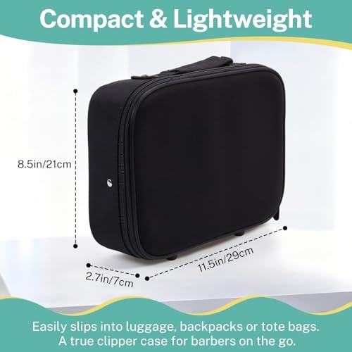 Barber Bag Hard Shell Barber Case, Clipper Case for Barbers with Shoulder Strap, Barber Travel Case Organizer for Clippers & Supplies, Hair Tool Bag Barber Accessories Storage, Black - Image 3
