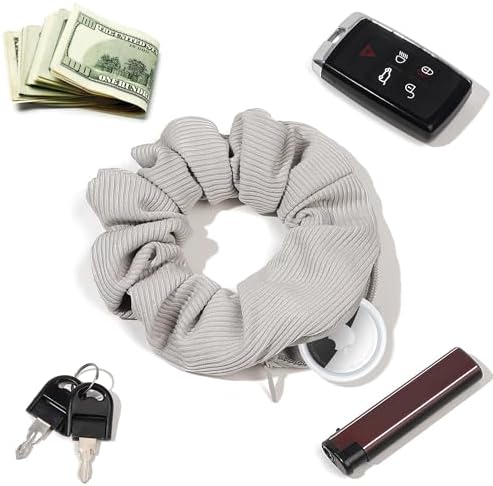 Pocket Scrunchies Hair Ties with Hidden Zipper Scrunchy Ponytail Holder Secret Compartment Items - Image 3