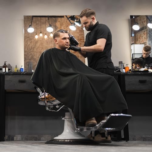 Professional Salon Hair Cutting Cape, Barber Cape for Men/Women, Adjustable Snap Button with Waterproof Hairdressing Salon Cape for Haircut, Coloring, Makeup, Styling(52" x 47"), Black - Image 6