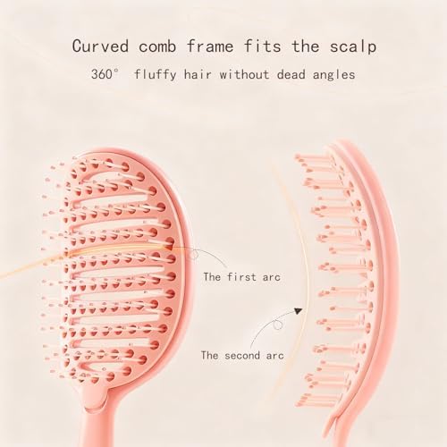 Self Cleaning Hair Brush Plastic Easy Clean Detangling Brush（Pink） - Image 3