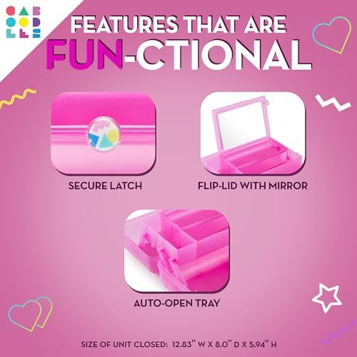 Caboodles On-The-Go Girl Makeup Box, Two-Tone Pink on Violet, Hard Plastic Makeup Organizer Box, Built-In Mirror, Secure Latch for Safe Travel, Spacious Storage for Large Items - Image 4