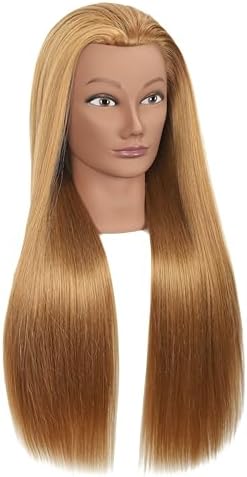 30 inches Blonde 80% Human Hair Mannequin Head with Stand for Practice Manikin Doll Style Head Braiding Styling Updos Curling Cutting Cosmetology Barber Training Display - Image 2