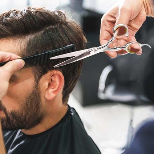 Hair Cutting Scissors Professional Home Haircutting Barber Salon Thinning Shears Kit with Comb and Case for Men/Women Yellow - Image 7