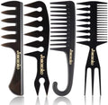 Wide Tooth Comb Set for Men - 4 Pcs Professional Barber Combs with Anti-Static Design, Reduce Hair Pulling for Curly Thick Hair, Textured ABS Black Combs for Travel Salon Home Grooming by joaoxoko