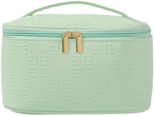 Meiyuuo Travel Makeup Bag for Women, PU Leather Cosmetic Bag, Light Green - Image 4