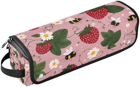 Hair Tools Travel Bag with Heat Resistant Mat 2-in-1 Hot Tools Travel Bag Organizer Flat Curling Iron Travel Case for Straightener Pink Bees Flowers Strawberry by WelcometoElliTarr