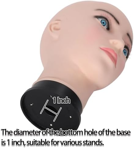 Bald Female Mannequin Head 21.6 Inches Big Head Circumference Makeup Training Head Wig Head Professional Cosmetology for Wig Making Hat Helmet Glasses Display Head Model with Clamp Stand - Image 3