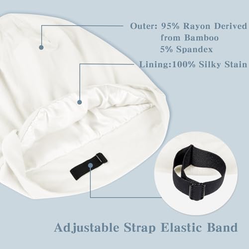 Fittia Satin Lined Sleep Bonnet, Adjustable Non-Slip Cap For Locs, Medium - Image 4