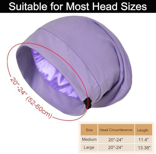 Satin Bonnets for Sleeping Adjustable Silk Lined Bonnet Sleep Cap Hair Wrap - Image 5