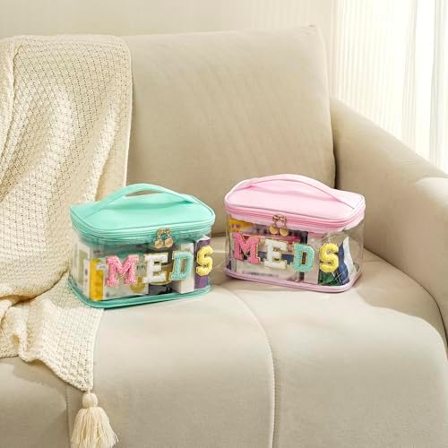 uekeboag Chenille Letter MEDS Clear Medicine Makeup Bag(12Green-Meds) - Image 4
