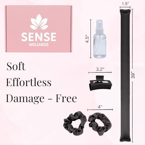 Heatless Curls Overnight Kit, 39" Satin Curling Rod, No Heat Waves (Black) - Image 5