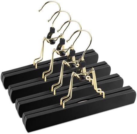 Hair Extension Hanger 4PCS Wooden Storage Holder for Hairpieces Pants Hanger for Clothes Pants Carrier Wig Holder with Double Anti-Slip Stickers by GlamorDove