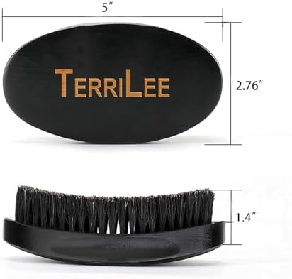 Premium Beech and Black Mix Bristle Wave Brush - Curved Medium Hard Brush for Men's Hair Styling - Image 3