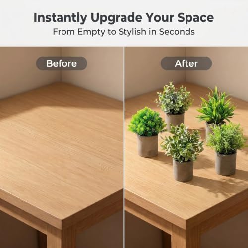 Artificial Potted Plants Set of 5, Realistic Faux Greenery in Cement Pots for Home Office Desk Bookshelf Decor, Small Fake Plants for Indoor Tabletop Decoration - Image 5