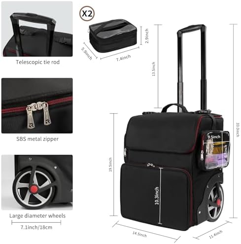 Hairstylist Travel case Cosmetology Case on Wheels with 2 Pcs Clear Bags - Image 6