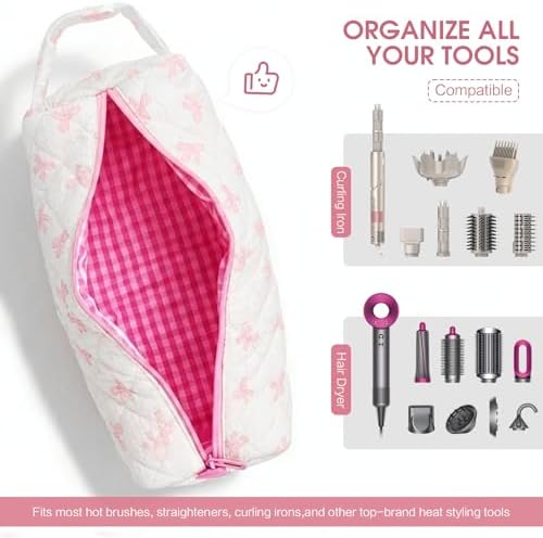 Quilted Hair Tools Travel Bag Compatible with Dyson Airwrap Shark FlexStyle - Image 4
