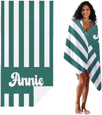 JML Personalized Beach Towel with Name, Custom Cabana Stripe Beach Towel, Customized Microfiber Pool Towel, Quick Dry & Absorbent Swim Towel for Adult,Mother's Day, Birthday, Summer Holiday,Vacation - Image 3