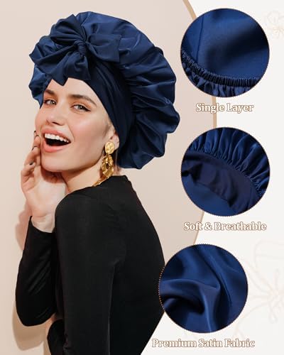 Satin Bonnet for Sleeping Women, Silk Sleep Bonnet for Curly Hair Wrap - Image 3
