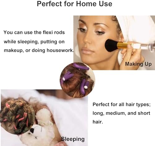 9.45"x 0.55" Flexible Curling Flexirods, 30Pcs Heatless Bendy Foam Rods for Long, Medium, Short Hair Curls - Purple - Image 4
