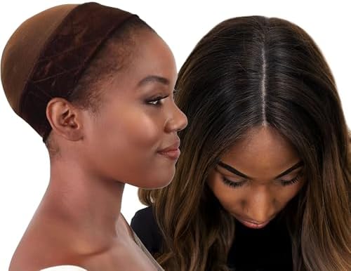 MILANO COLLECTION WiGrip Comfort Band with 9 Pack Nylon Wig Cap Liners Combo, Non-Slip Velvet Wig Grip Band & 9 Elastic Wig Caps, Adjustable, One Size Fits All, Chocolate Brown by MILANOCOLLECTION