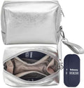 Insulated Makeup Bag with 2 Reusable Ice Packs Silver (Small) by Babeezy