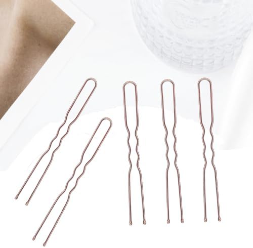 2.4 Inch U Shaped Brown Hair Bobby Pins Metal Clips Twisted Curved Ball Tips Non-slip Decorative Thick Long Short Women Girls Nickel Free Hairdressing Wedding Accessories with Case 100 PCS - Image 4