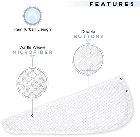 SimpleField 2 Pack Microfiber Hair Towel Wrap for Women, Anti Frizz Quick Drying Hair Turban for All Hair Style, Absorbent and Lightweight (Bright White) - Image 3