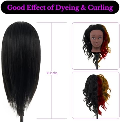 18" 100% Mannequin Head Real Human Hair with Stand for Braiding - Image 6