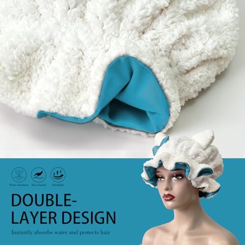 Satin Lined Sleep Bonnet for Women, Teddy Plush Hair Bonnet, Silk Wrap for Curly & Braided Hair, Anti-Frizz Night Cap - Image 3