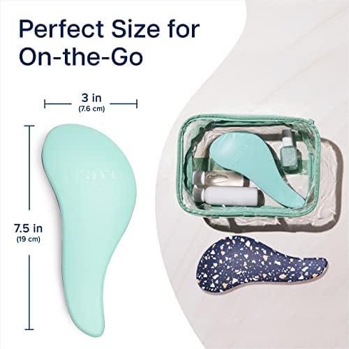 Crave Naturals Glide Thru Detangling Hair Brushes for Women - Detangler Brush for Curly or Straight, Wet or Dry Hair - Gentle on Tangles Comb - 7.5x3-Inch, Turquoise and Terrazzo (Pack of 2) - Image 6