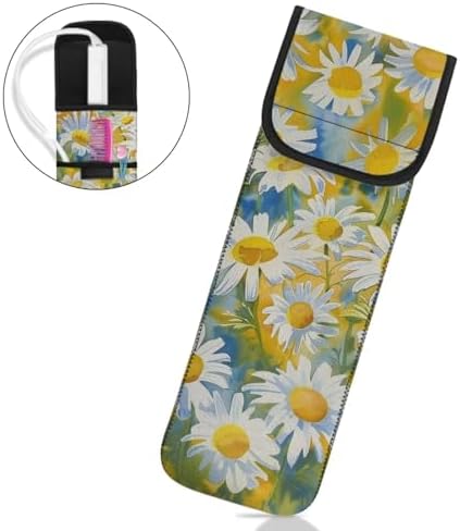 ZOUTAIRONG Daisy Curling Iron Bag for Traveling Hair Straightener Case Curling Iron Travel Case Heat Resistant Curling Iron Holder for Salon Station Women's Storage Bag Flat Iron Case Travel Bag - Image 4