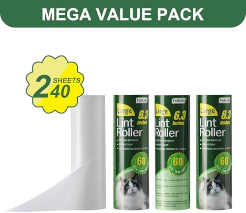 Fedicelly Large Lint Rollers Pet Hair Extra Sticky Refills,Mega Value Set 6.3 inches Wider with 320 Sheets for Cat and Dog Hair Removal,80 Sheets Per Roller (Pack of 4) - Image 4