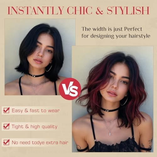 Rich Choices Short Clip In Hair Extension Real Human Hair-Wave/Curled 6 Pcs Single Clip Hairs Extension for Women-100% Remy Hairs Mini Clip ins Hairpieces for Thin Hairs-12 Inches #99J Burgundy Red - Image 3