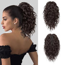 Flufymooz Ponytail Extension, 12" Short Claw Ponytail Extension Wavy Curly Jaw Clip in Pony tails Hair Extension Natural Synthetic Hairpiece for Women (Dark Chocolate Brown) by Flufymooz
