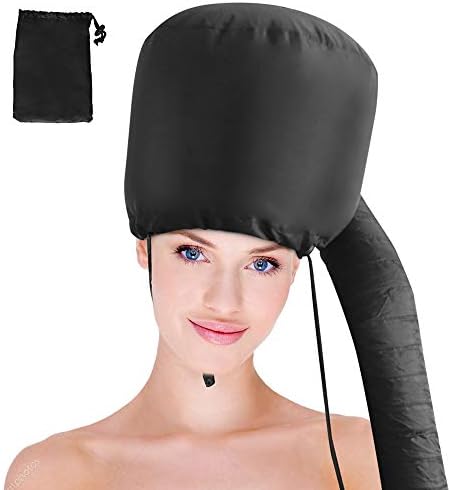 Bonnet Hood Hairdryer Attachment - Upgraded Hair Dryer Bonnet with Chin Strap and Longer Extended Hose More Easy to Enjoy Styling, Curling and Hair Deep Conditioning, Free Carrying Case Hooded Dryer. by Frclona