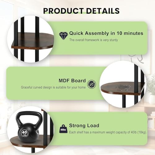Tiered Plant Stand Indoor, Tall 5 Tier 6 Potted Wooden Plant Shelf for Multiple Flower Plants, Multi Corner Metal Plant Holder Indoor for Patio Garden Patent Design Living Room Balcony Bedroom, Rustic Brown - Image 5