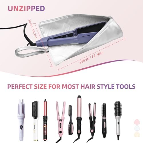 2-in-1 Heat Resistant Mat & Bag for Hair Styling Tools, Hanging Curling Iron Holder Flat Iron Holder with Zip, Portable Hot Hair Tools Travel Bag, Hair Straightener Mat Pouch for Countertop - Image 7