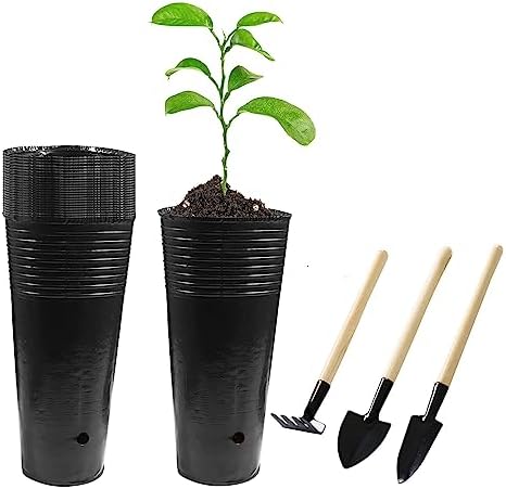 20 Pcs Plastic Deep Nursery Pots, 9.8" Round Tall Tree Pots by Hzloyat