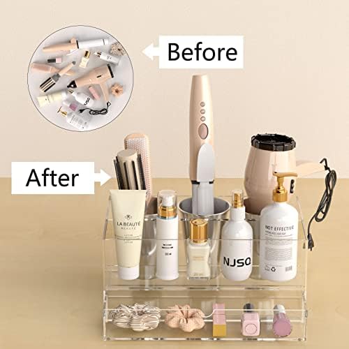 NIUBEE Acrylic Hair Tool Organizer with Drawer, Hair Dryer Holder Organizer - Image 6