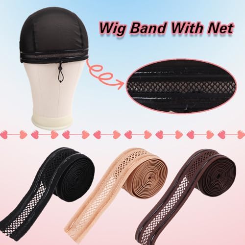 Elastic Wig Bands with Net, 1 Inch Non-Slip Silicone Hair Band for Wigs Edges, 5 Yard Bidirectional Stretching Mesh Elastic Band for Wig Making & Securing (Brown, 5 Yards) - Image 2