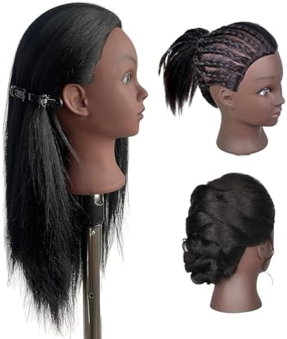 Black Mannequin Head for Braiding, Training Doll Head for Hair Styling Kids - Image 3