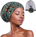 3 Size Satin Lined Sleep Caps for Braids,Dreadlocks Natural Curly Hair Adjustable by Winitas