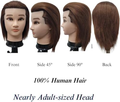 Barber Human Hair Mannequin Head Male Haircut Training Head - Image 3