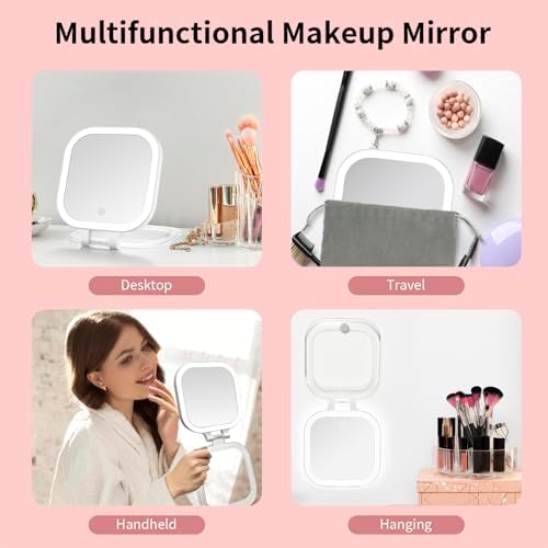 Travel Makeup Mirror with Lights & 1X/10X Magnifying Vanity Mirror 7" - Image 6